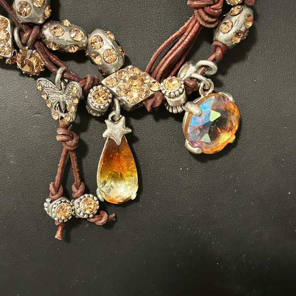 Otazu Classic Leather and Crystal Statement Necklace #G036 butterfly star - Picture 2 of 11